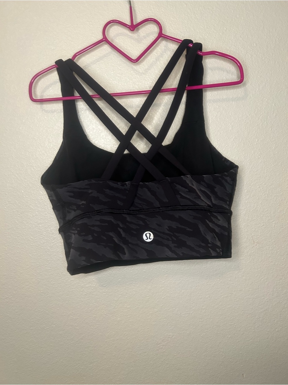 lululemon athletica Black & Dark Gray Camo Strappy Sports Bra